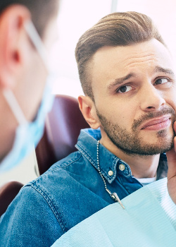 A man with an orthodontic emergency