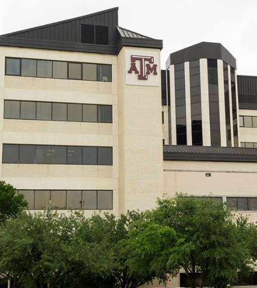 Outside view of Texas A and M dental school building