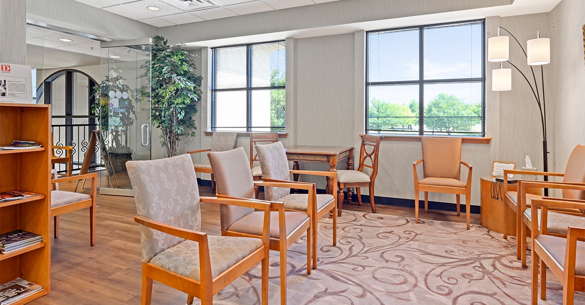 Cozy seating in orthodontic office waiting room