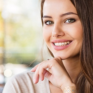 closeup of woman smiling 