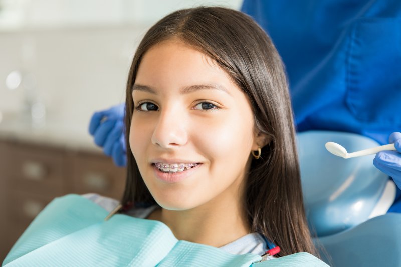 young girl getting braces in Plano 